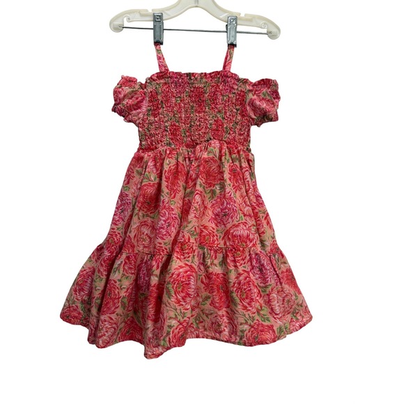 Haute Hippie Other - Haute Hippie Floral Dress Kids 3T Pink Excellent Smocked Tiered Boho Rose Event
